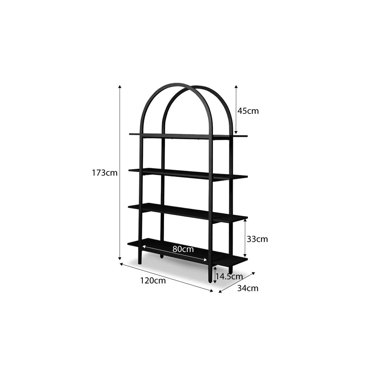 Alfie Arched Shelves - Black - Image 8