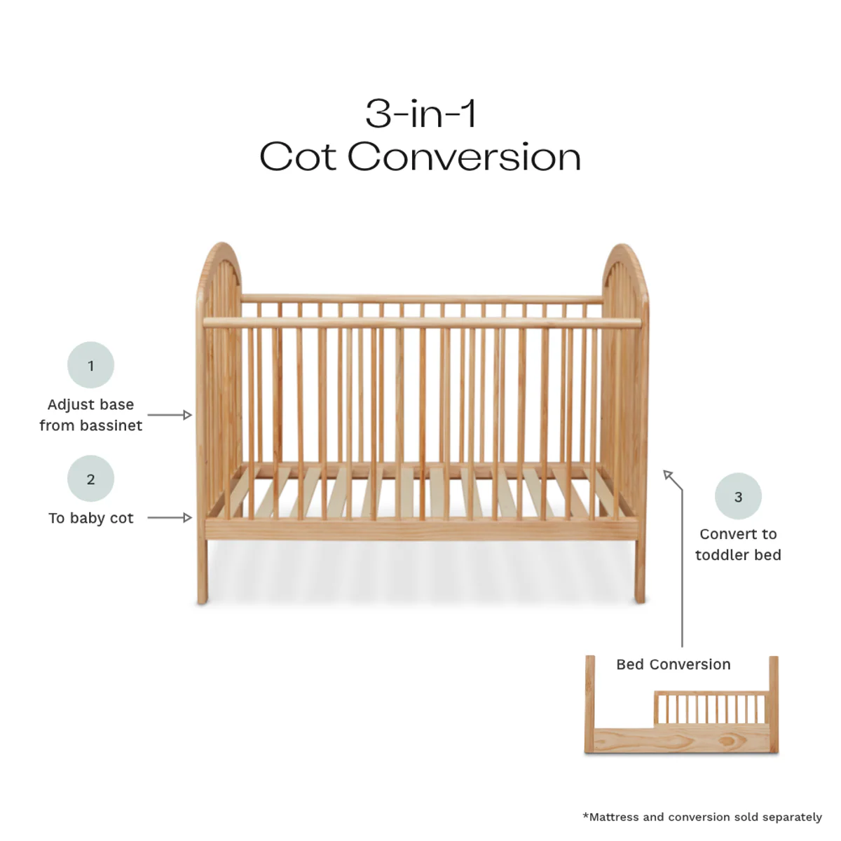 Archie Cot - Natural - Image 11