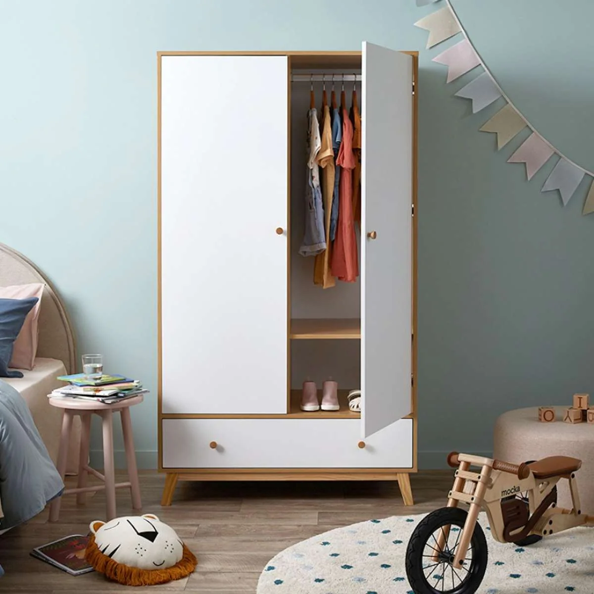 Aspen Wardrobe - White/Natural - Image 3