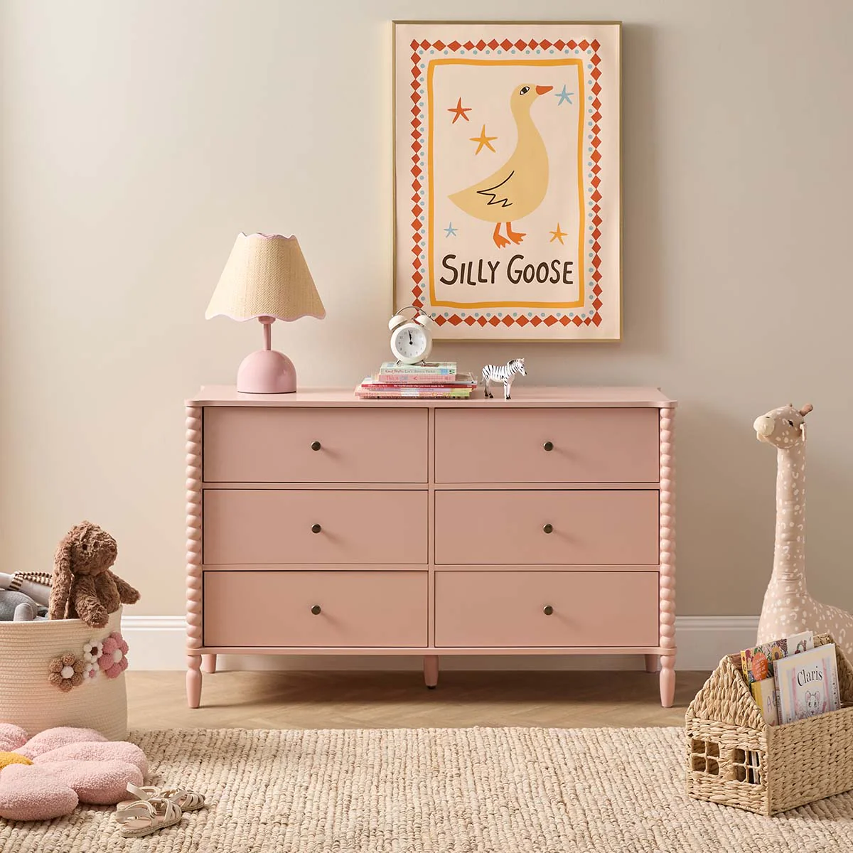 Betti Bobbin Six Drawer - Pink