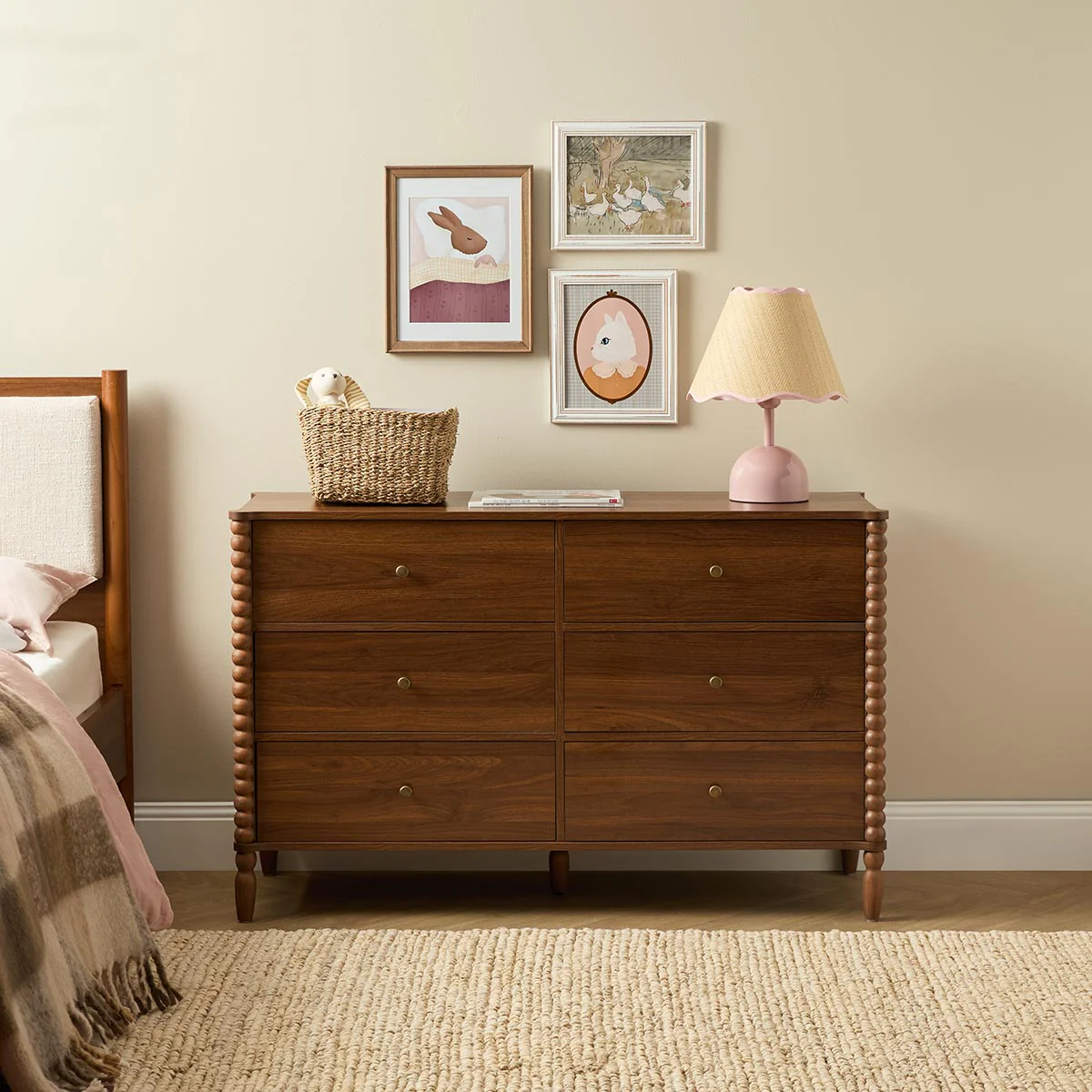 Betti Bobbin Six Drawer - Walnut