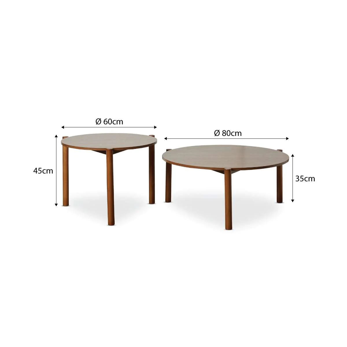 Blair Round Nesting Coffee Tables - Walnut - Image 7
