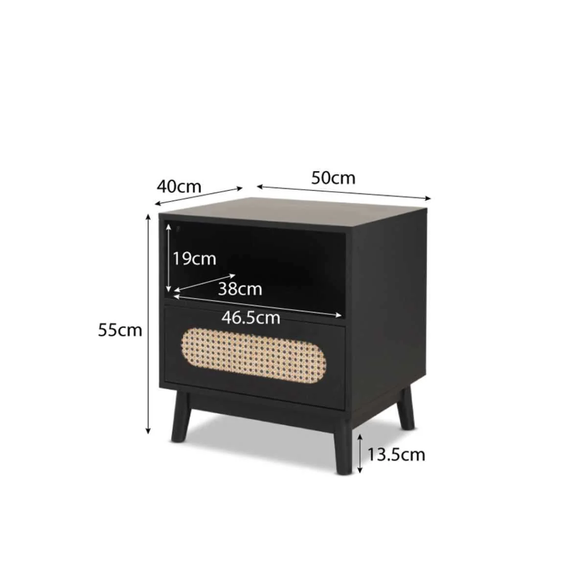 Claremont Bedside Table - Black - Image 6