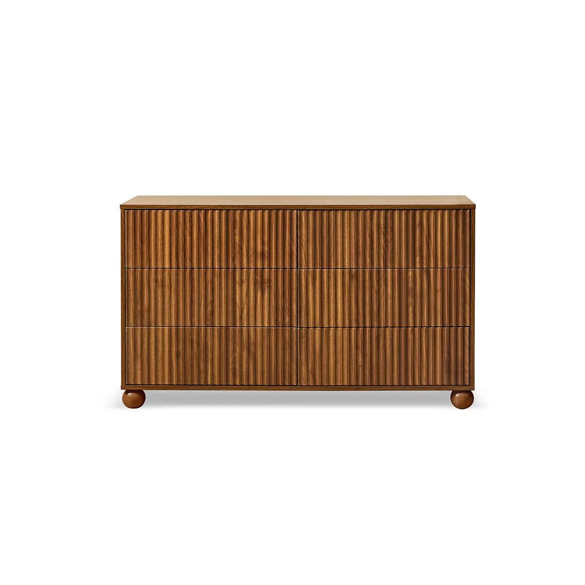 Deven Ball Feet Six Drawer - Walnut - Image 8