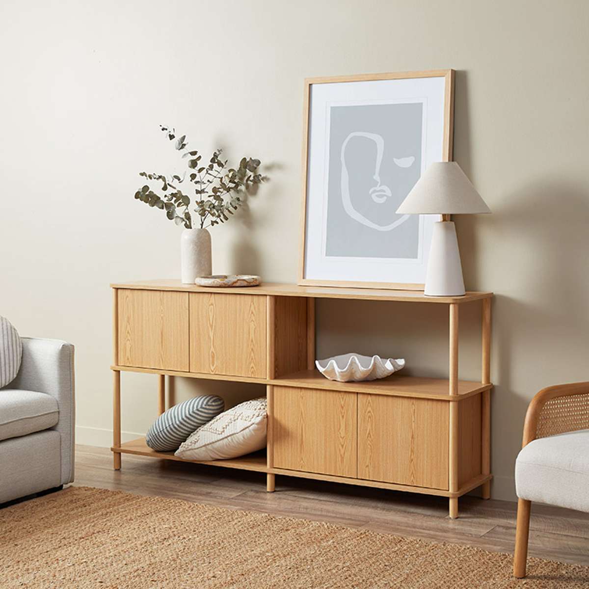 Eden Low Shelf With Storage - Natural - Image 3