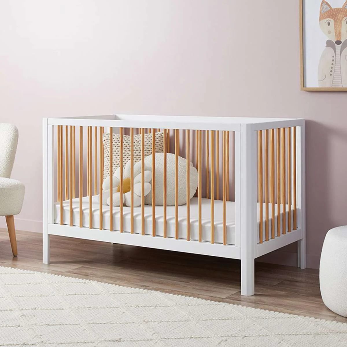 Fraser White/Natural Coastal  3-in-1 Conversion Cot Bundle - Image 2