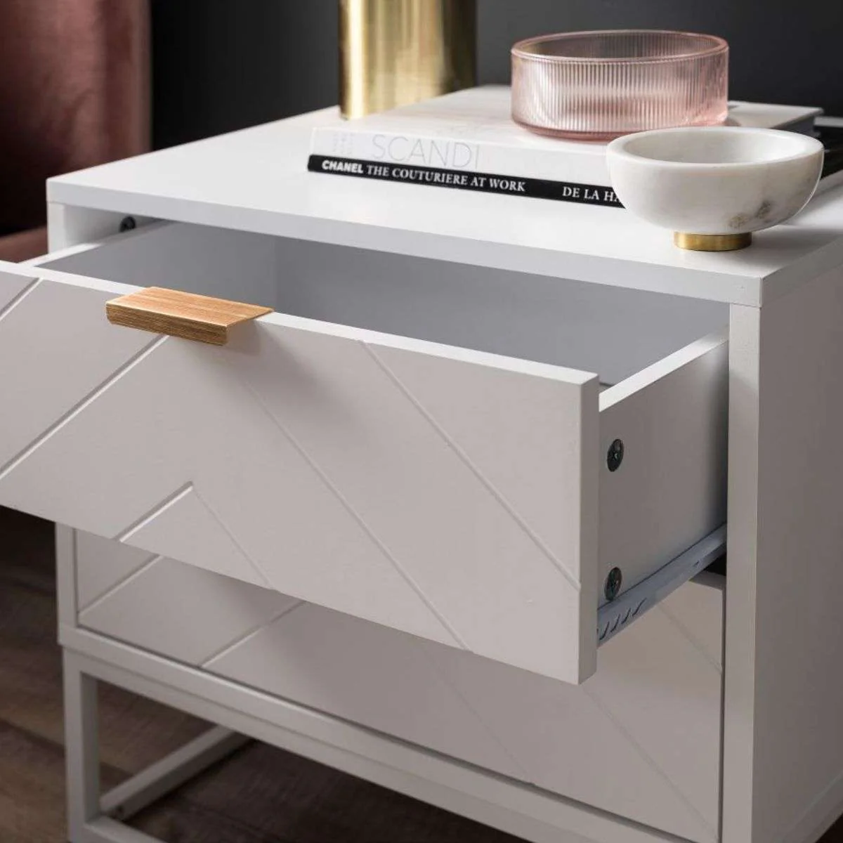 Inca Bedside Table - White - Image 2