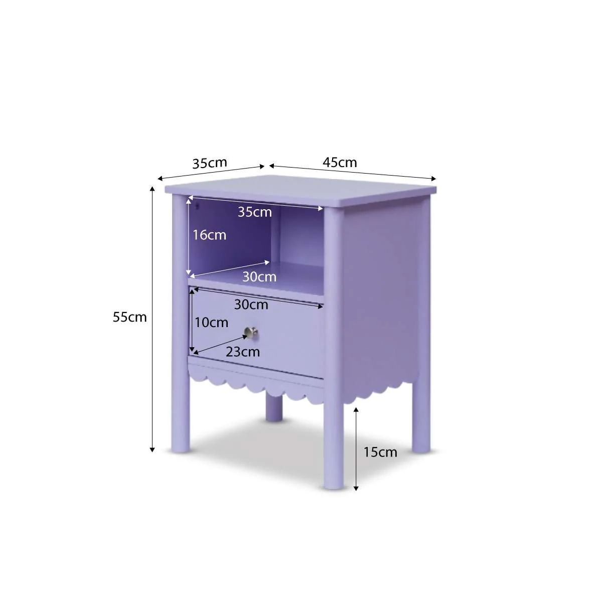 Maisie Scalloped Bedside Table - Lilac - Image 10