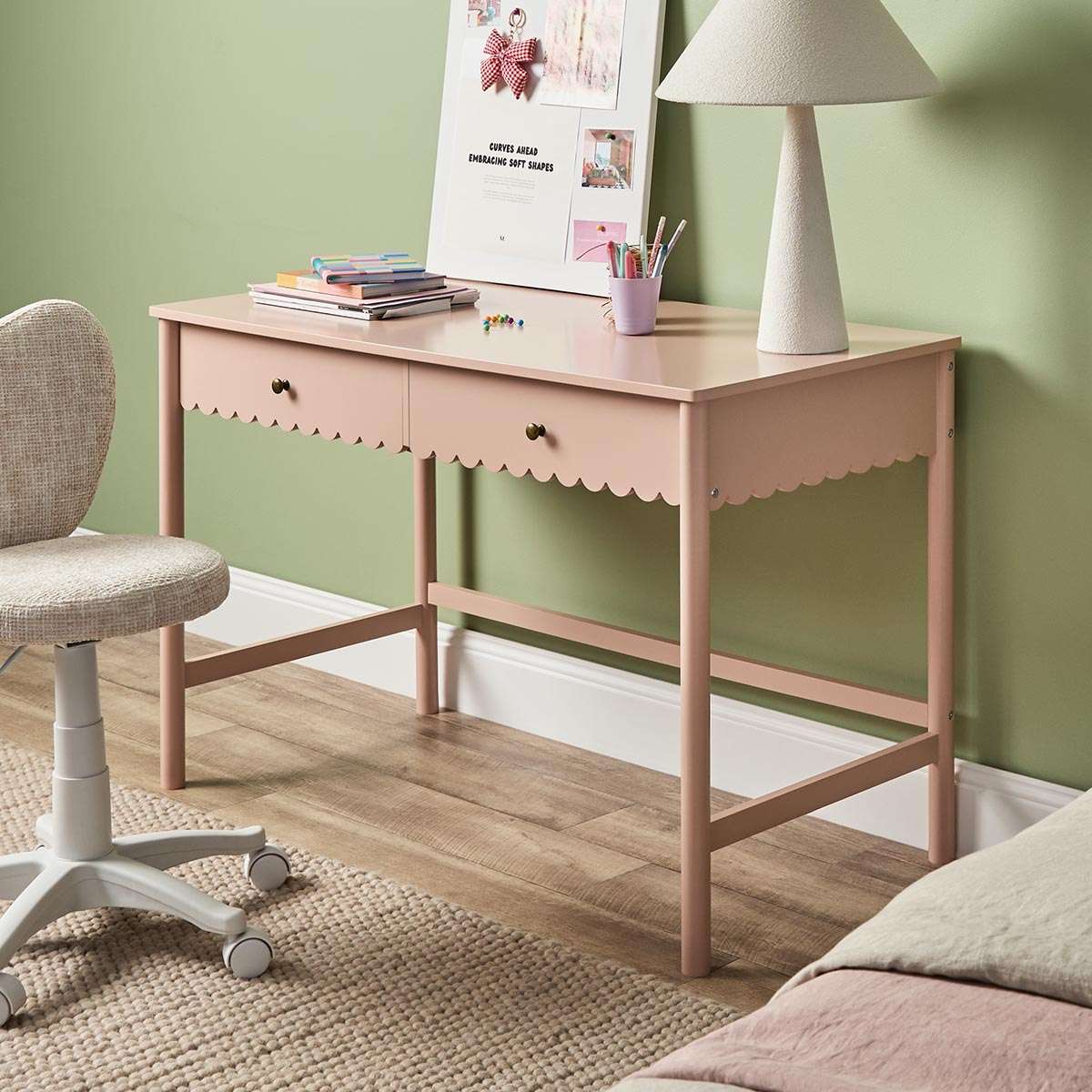 Maisie Scalloped Desk - Pink - Image 3