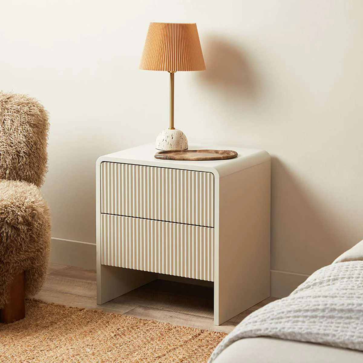 Majorca Bedside Table - Beige - Image 3