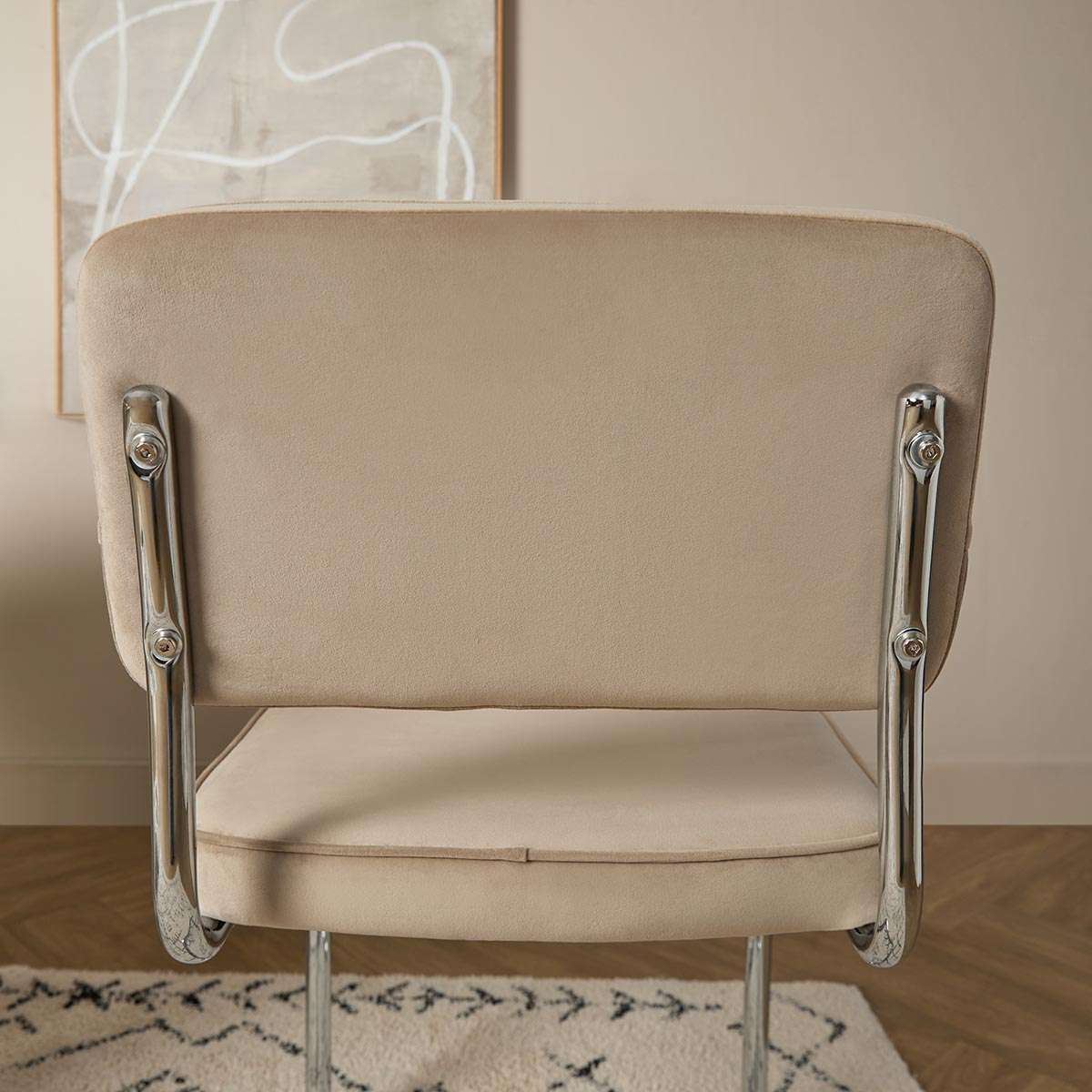Marcel Chrome Dining Chair - Set of Two - Mushroom - Image 2