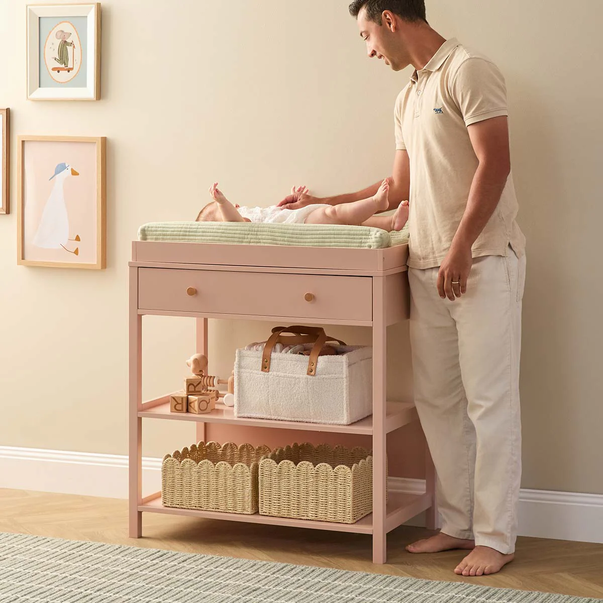 Mocka Change Table With Removable Top - Pink