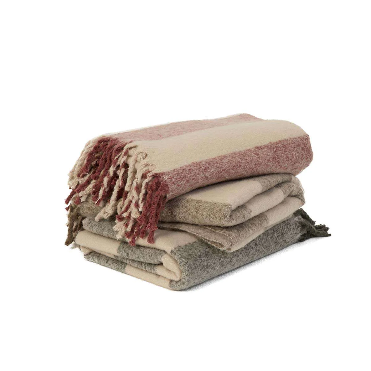 Mocka Stripe Throw Blanket - Raspberry and White Chocolate - Image 6