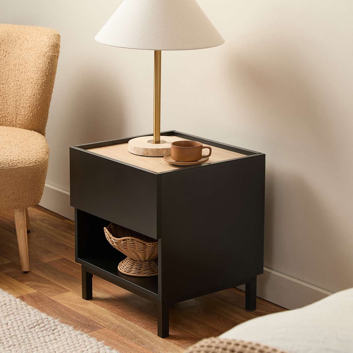 Murphy Bedside Table - Black/Natural - Image 3