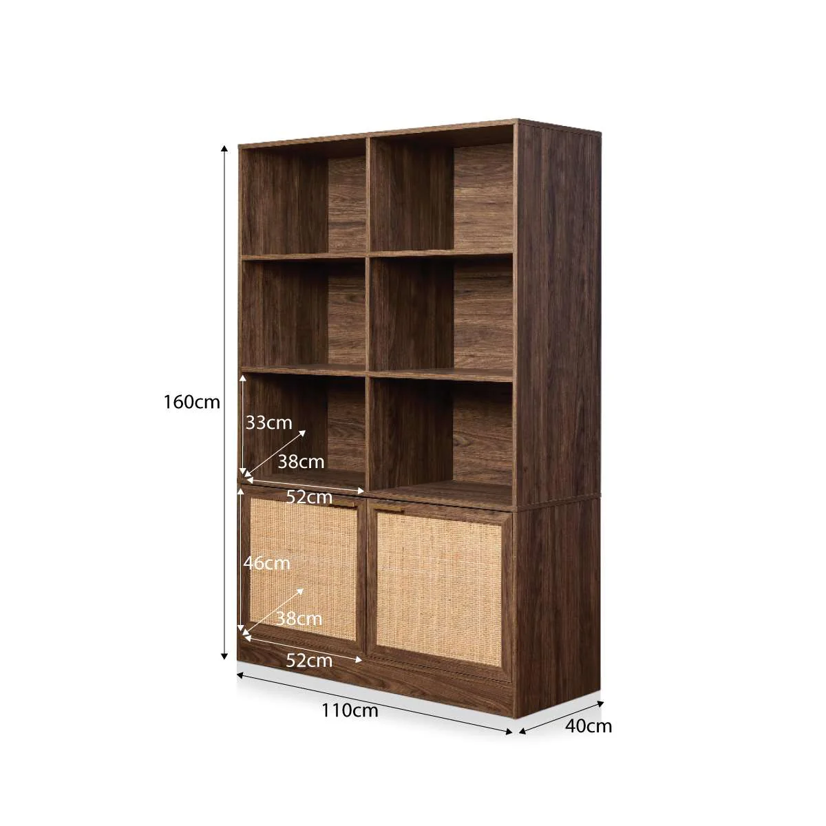 Noosa Rattan Large Bookcase - Walnut - Image 11