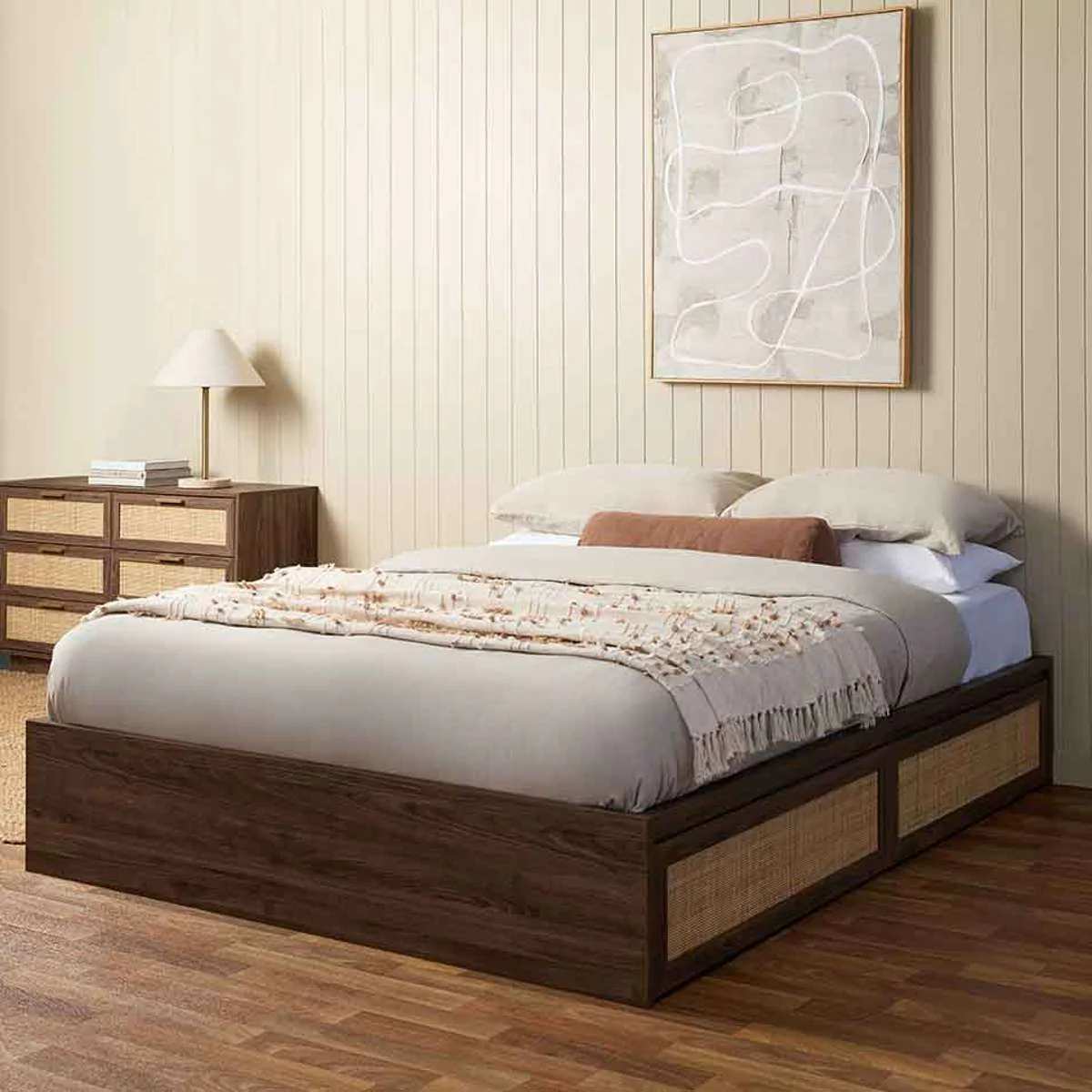 Noosa Rattan Queen Bed Base and Bamboo Queen Mattress Bundle - Image 2