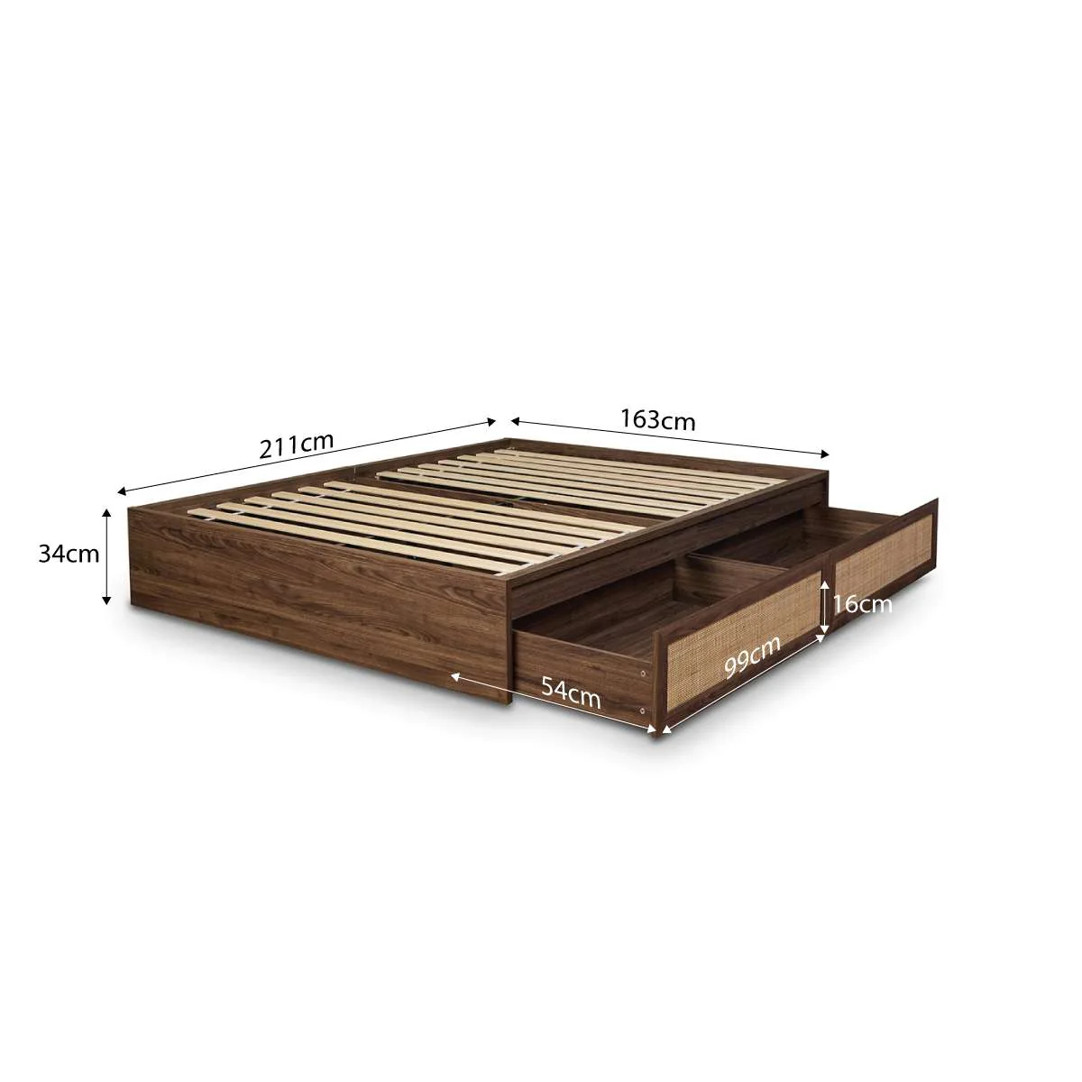 Noosa Rattan Storage Bed Base - Walnut - Image 10