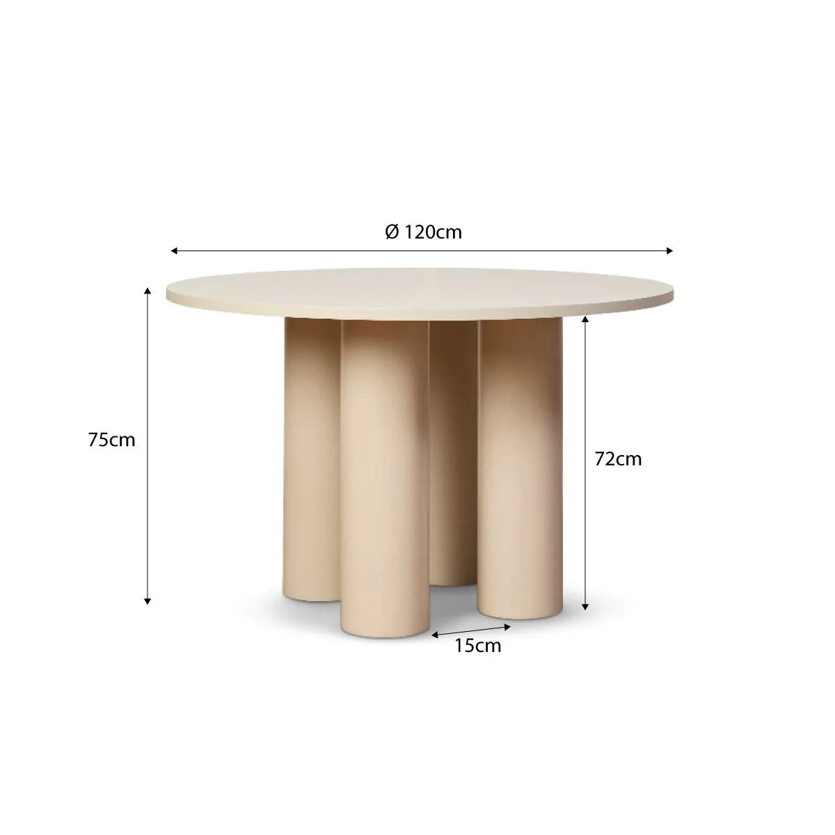 Otis Round Four Seater Dining Table - Beige - Image 7