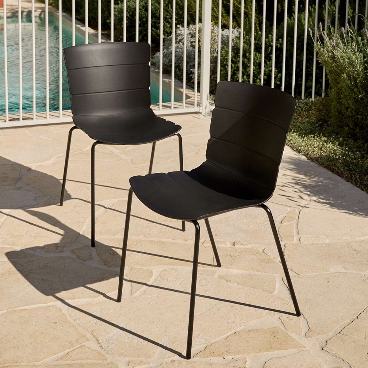 Ravello Indoor/Outdoor Dining Chair - Set of Two - Black - Image 2