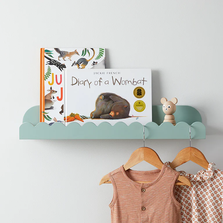Sarah Scalloped Wall Shelf - Sage Green