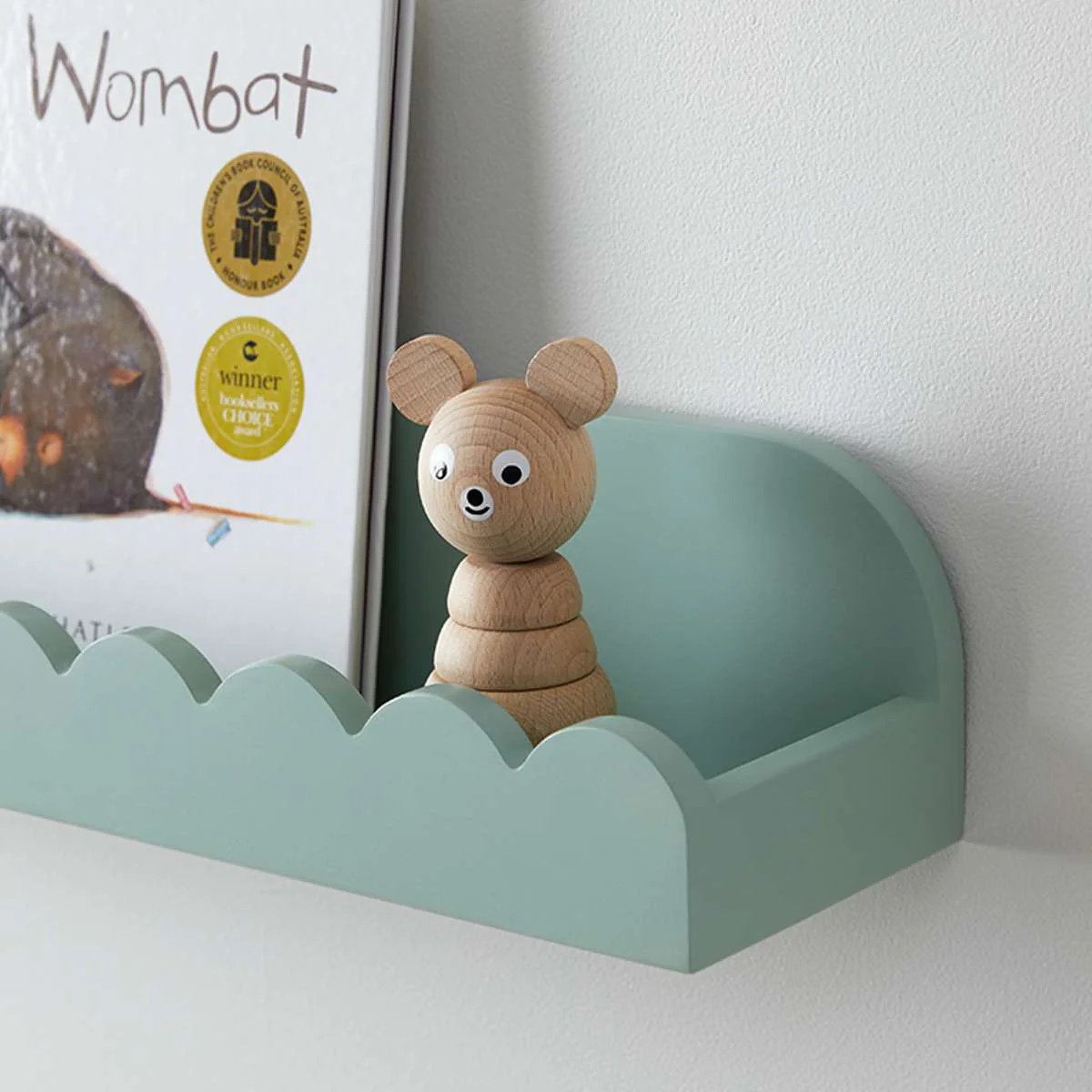 Sarah Scalloped Wall Shelf - Sage Green - Image 2