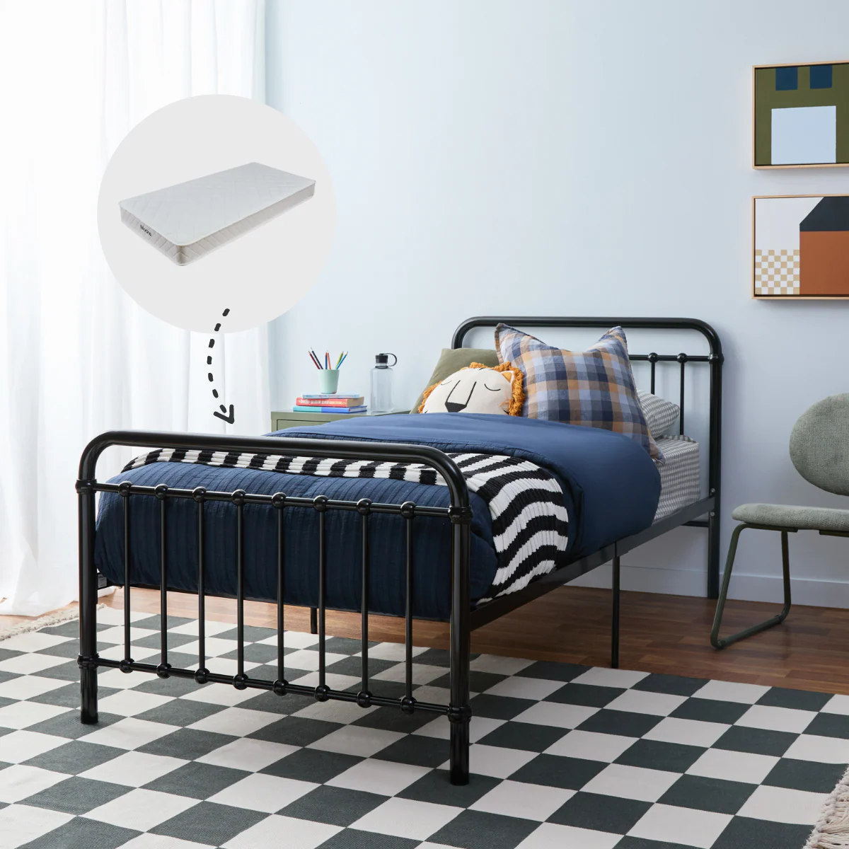 Sonata King Single Bed Black + Mattress Bundle