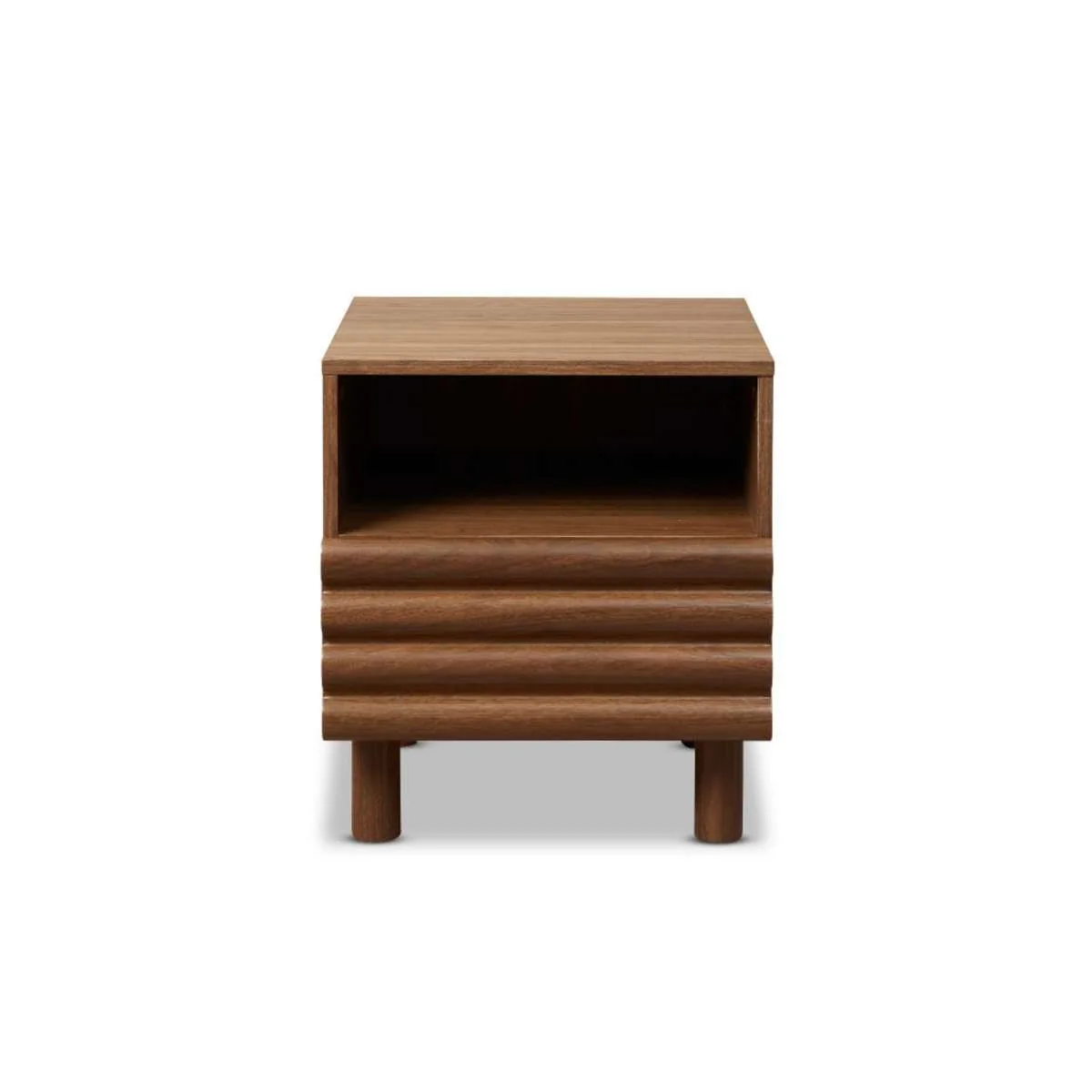 Theodore Ribbed Bedside Table - Walnut - Image 10
