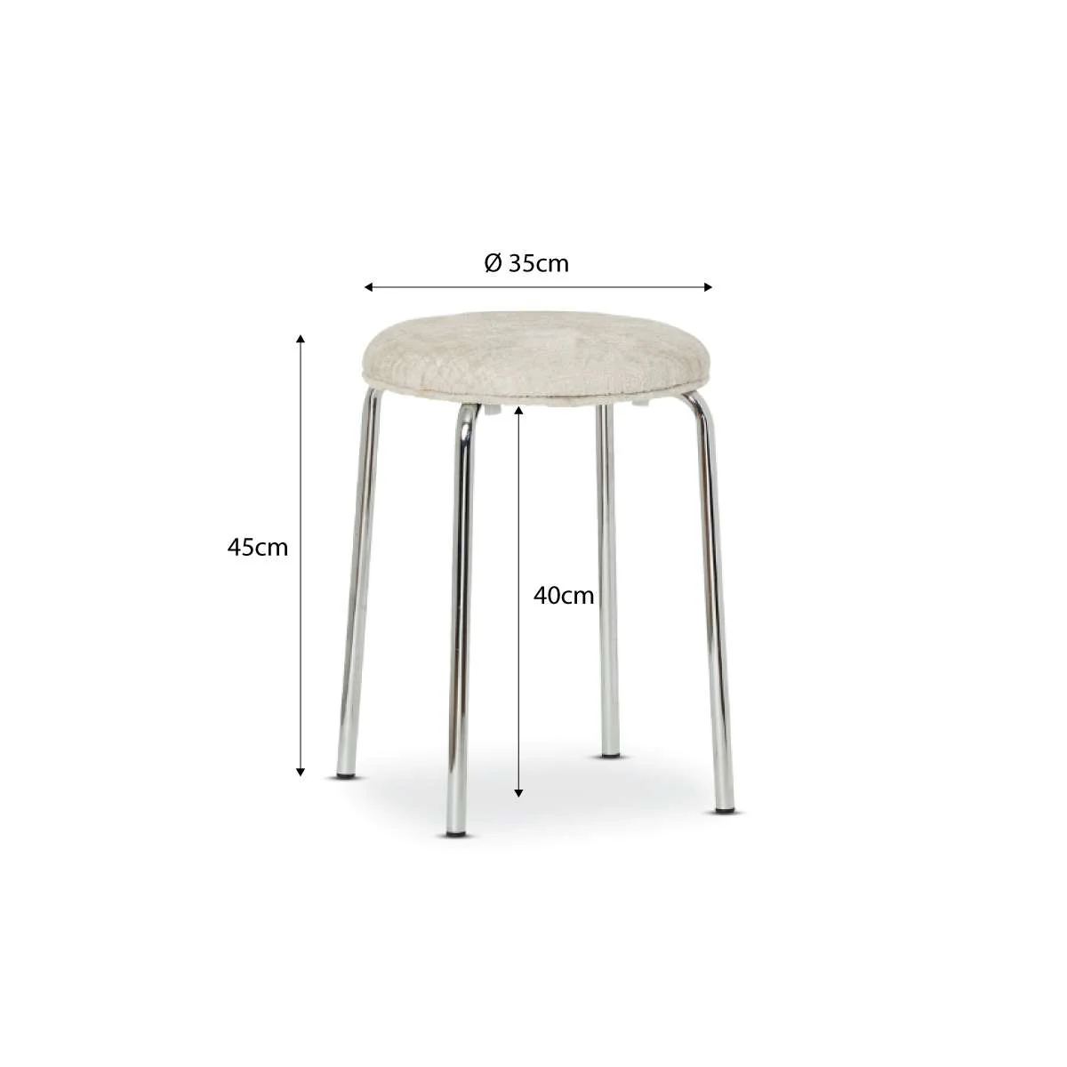 Vivi Chrome Stool - Cream Cheneille - Image 5