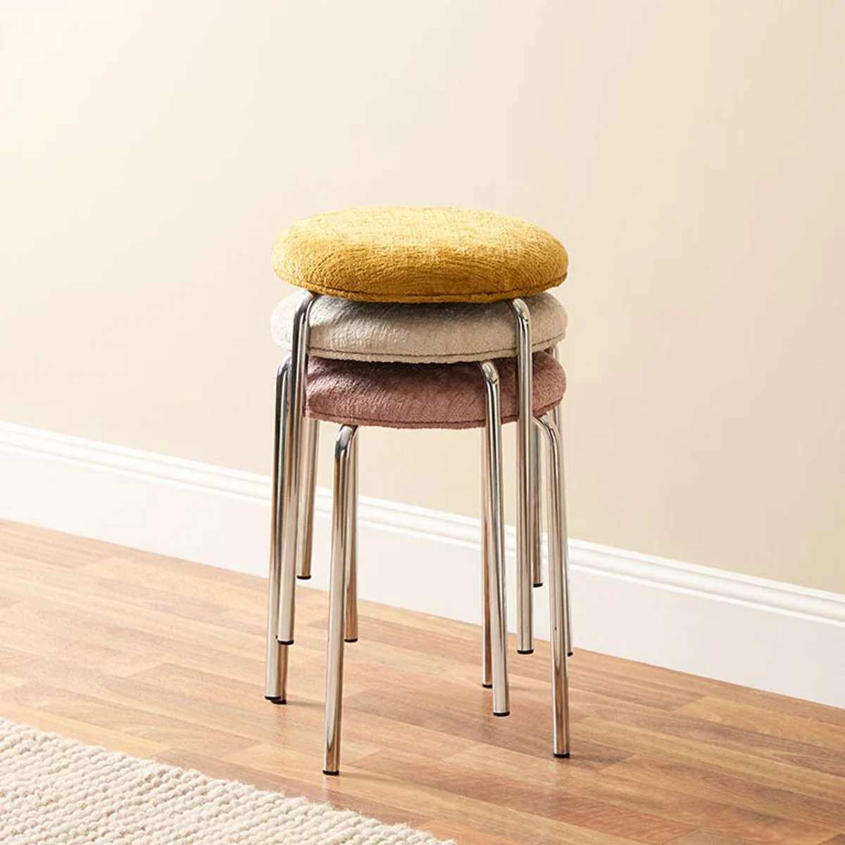 Vivi Chrome Stool - Mustard Cheneille - Image 5