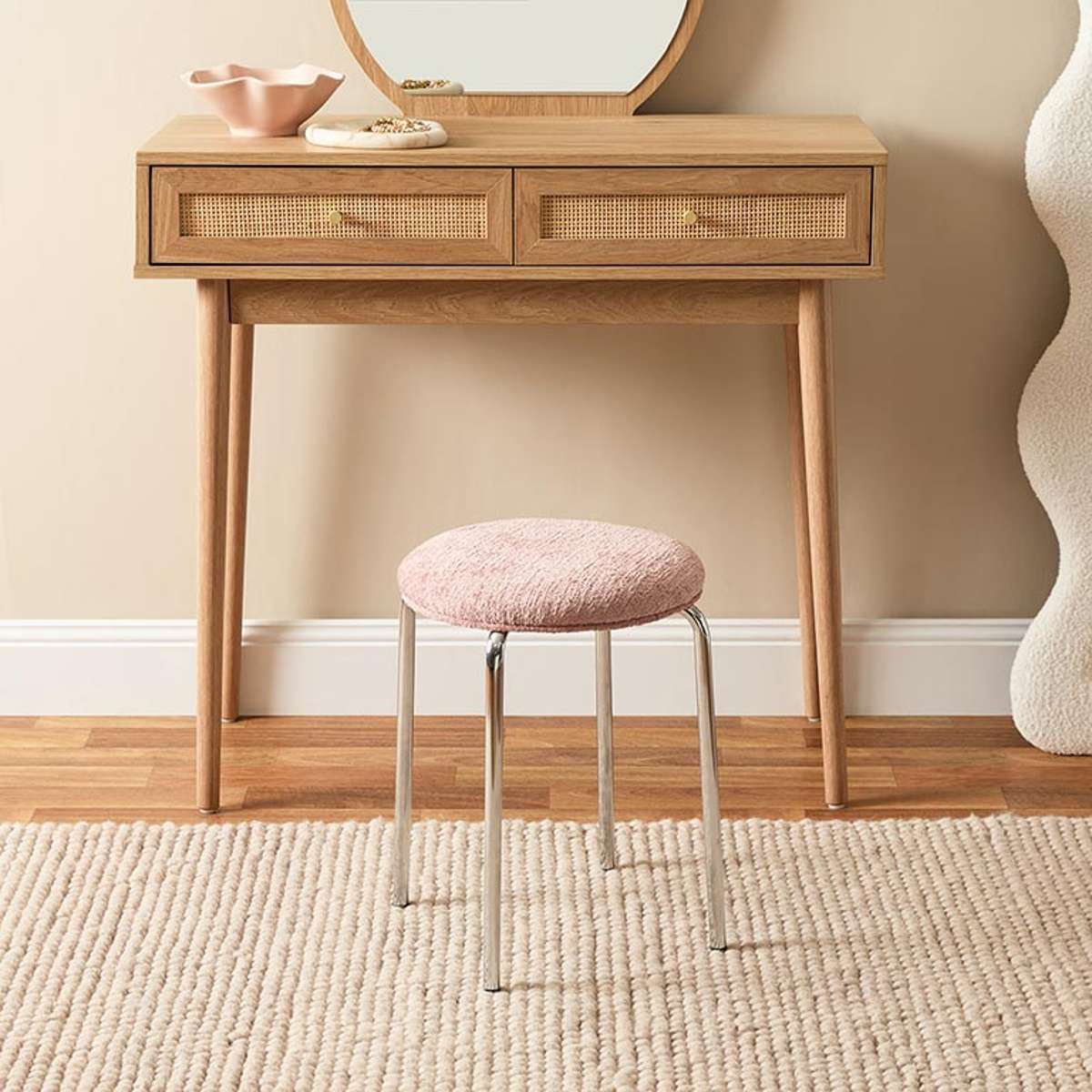 Vivi Chrome Stool - Pink Chenille - Image 4
