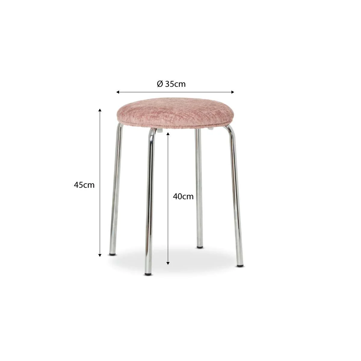 Vivi Chrome Stool - Pink Chenille - Image 8